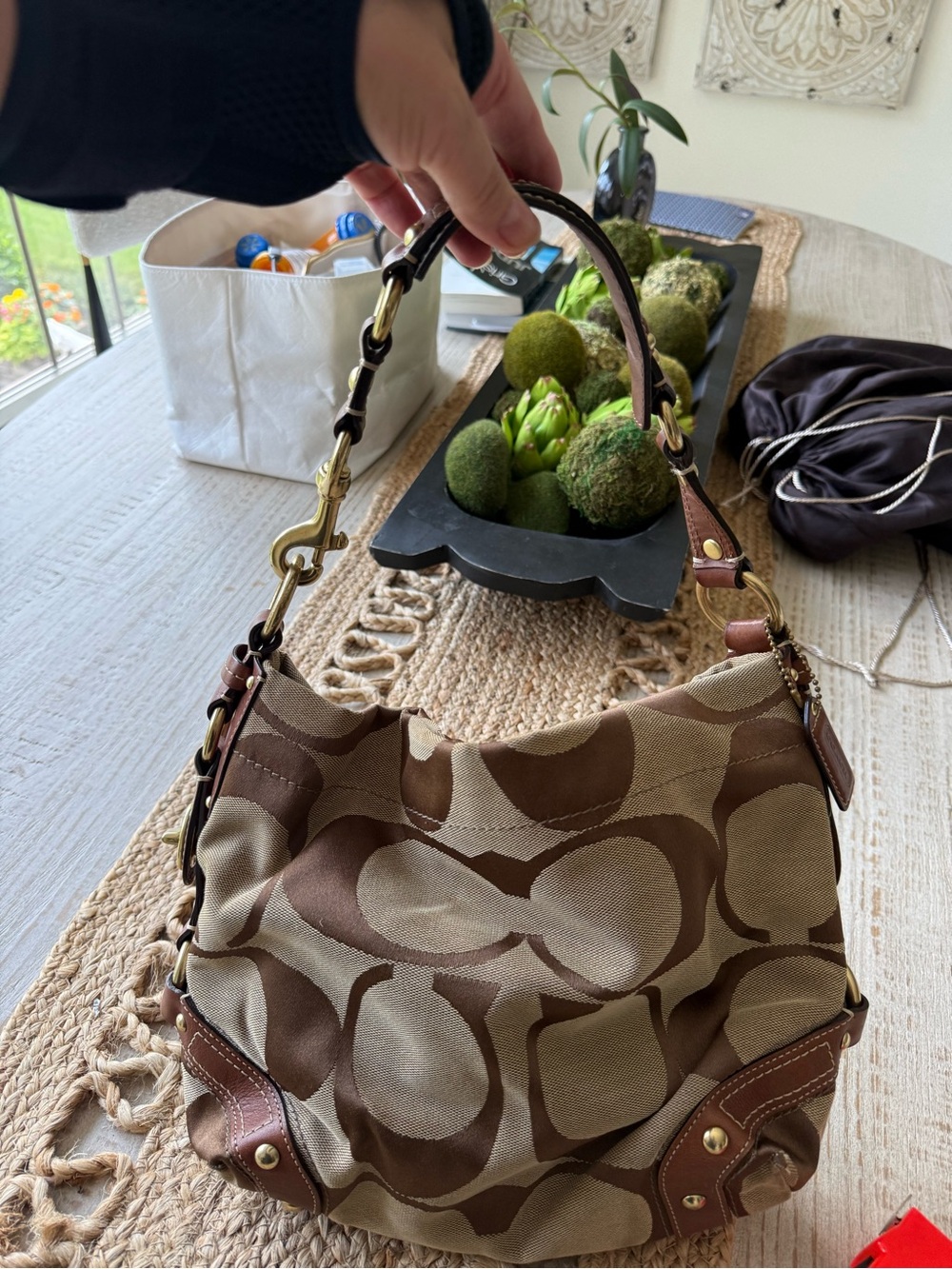 Coach Tan and Brown Signature Canvas Shoulder Bag - Picture 2 of 10